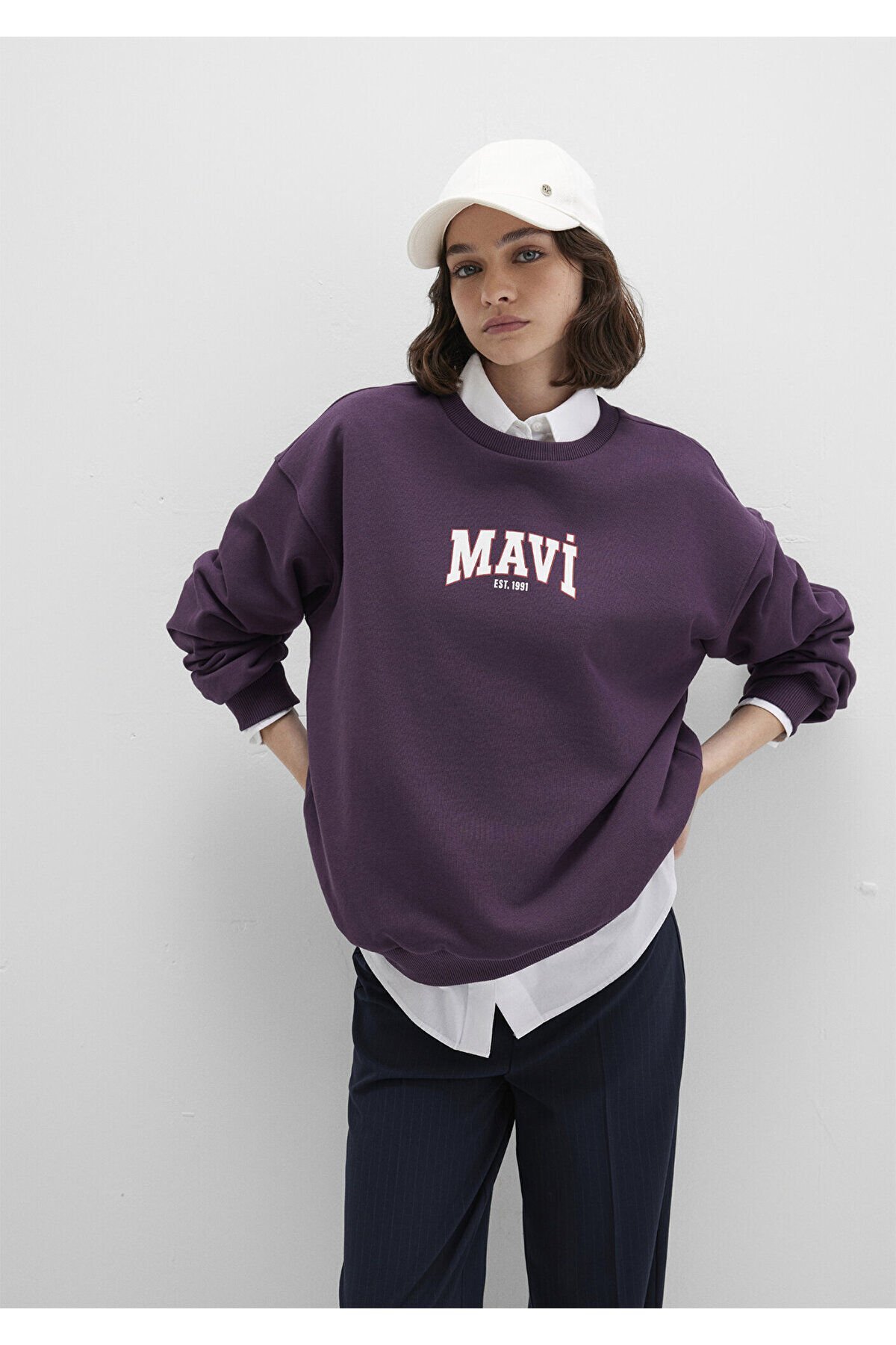 MAVİ KADIN LOGO BASKILI SWEATSHIRT Plum Perfect 1S10372-70635