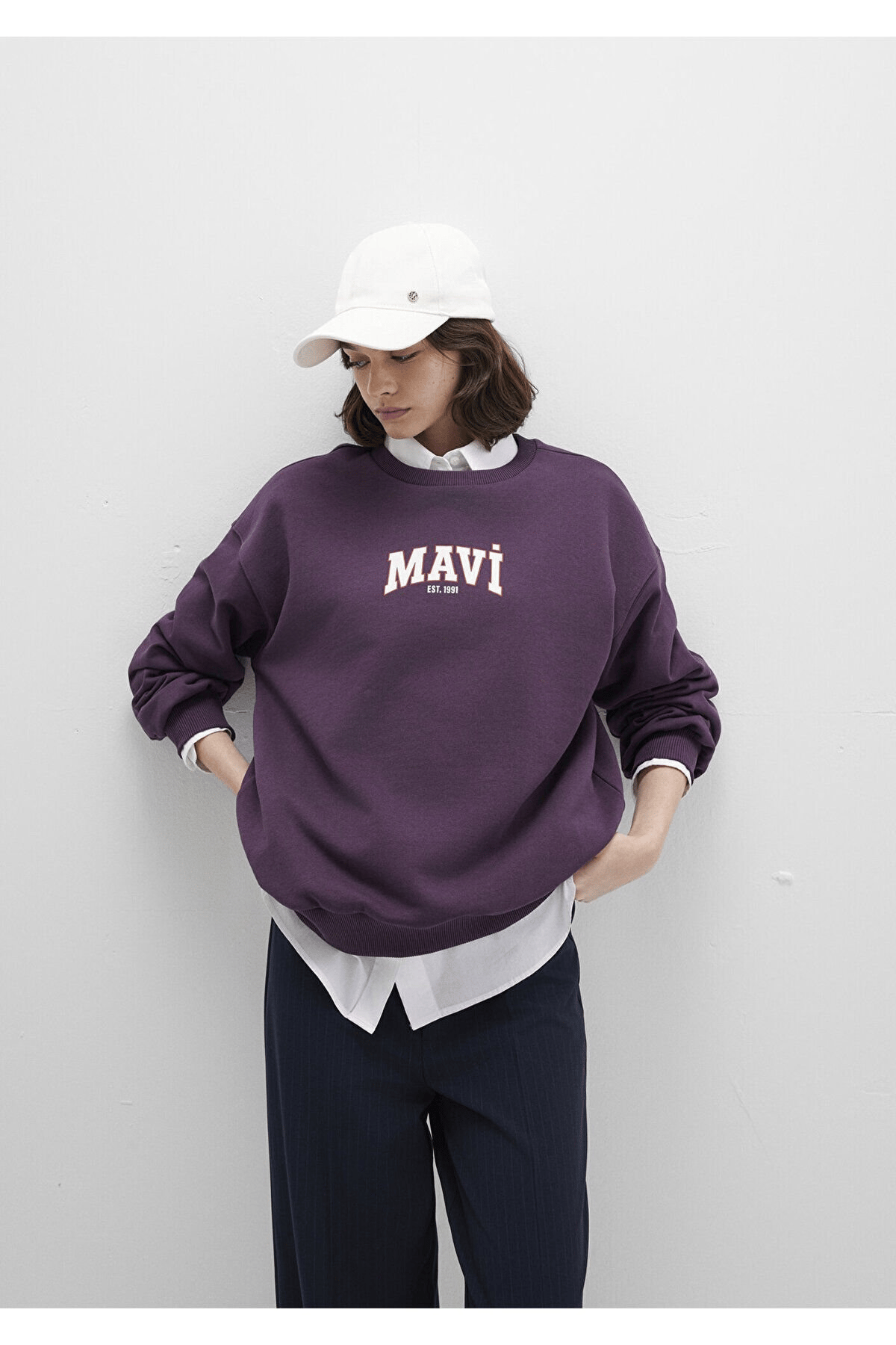 MAVİ KADIN LOGO BASKILI SWEATSHIRT Plum Perfect 1S10372-70635