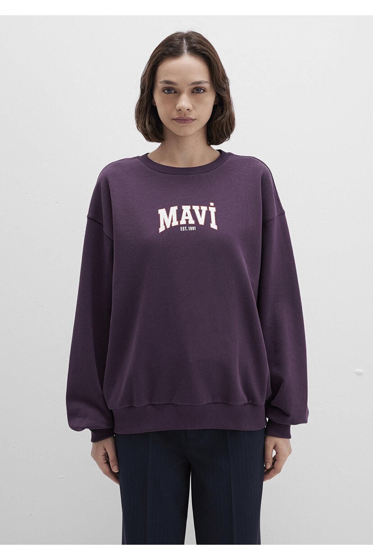 MAVİ KADIN LOGO BASKILI SWEATSHIRT Plum Perfect 1S10372-70635