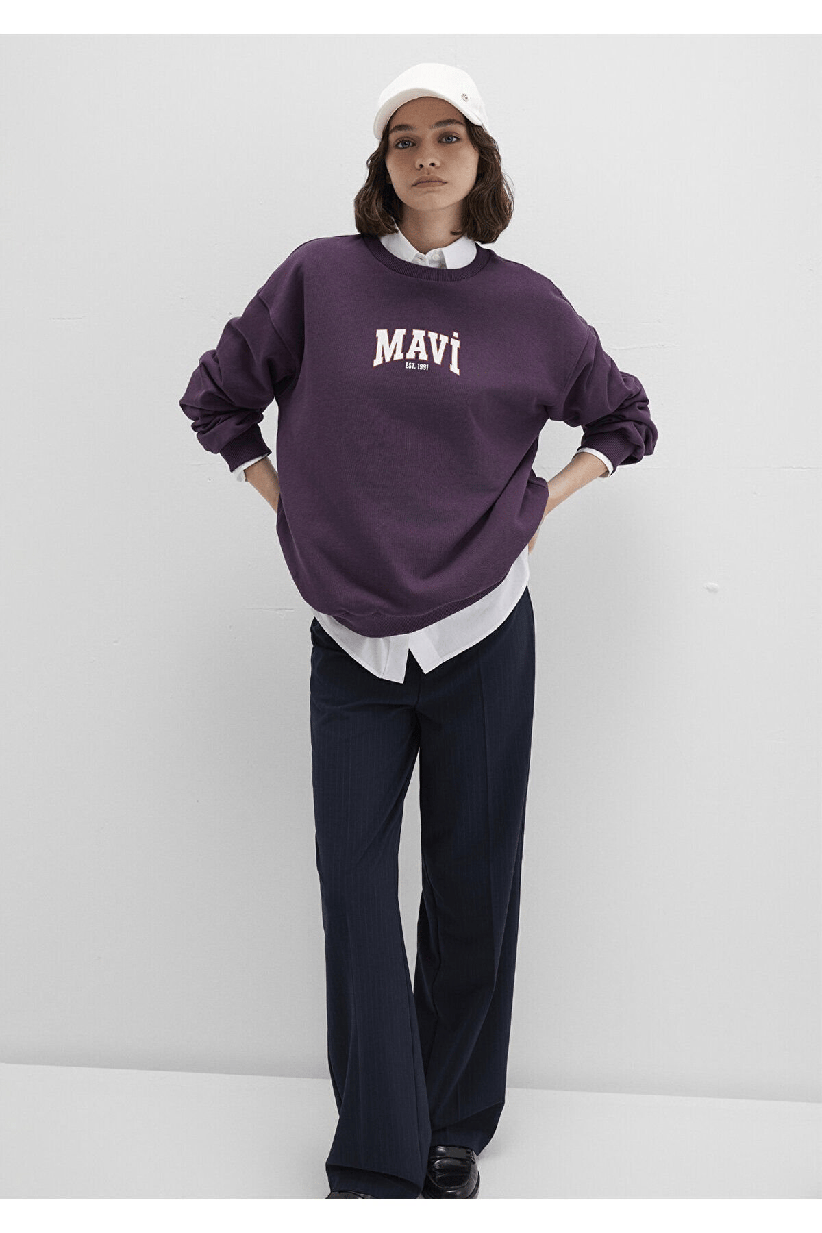MAVİ KADIN LOGO BASKILI SWEATSHIRT Plum Perfect 1S10372-70635