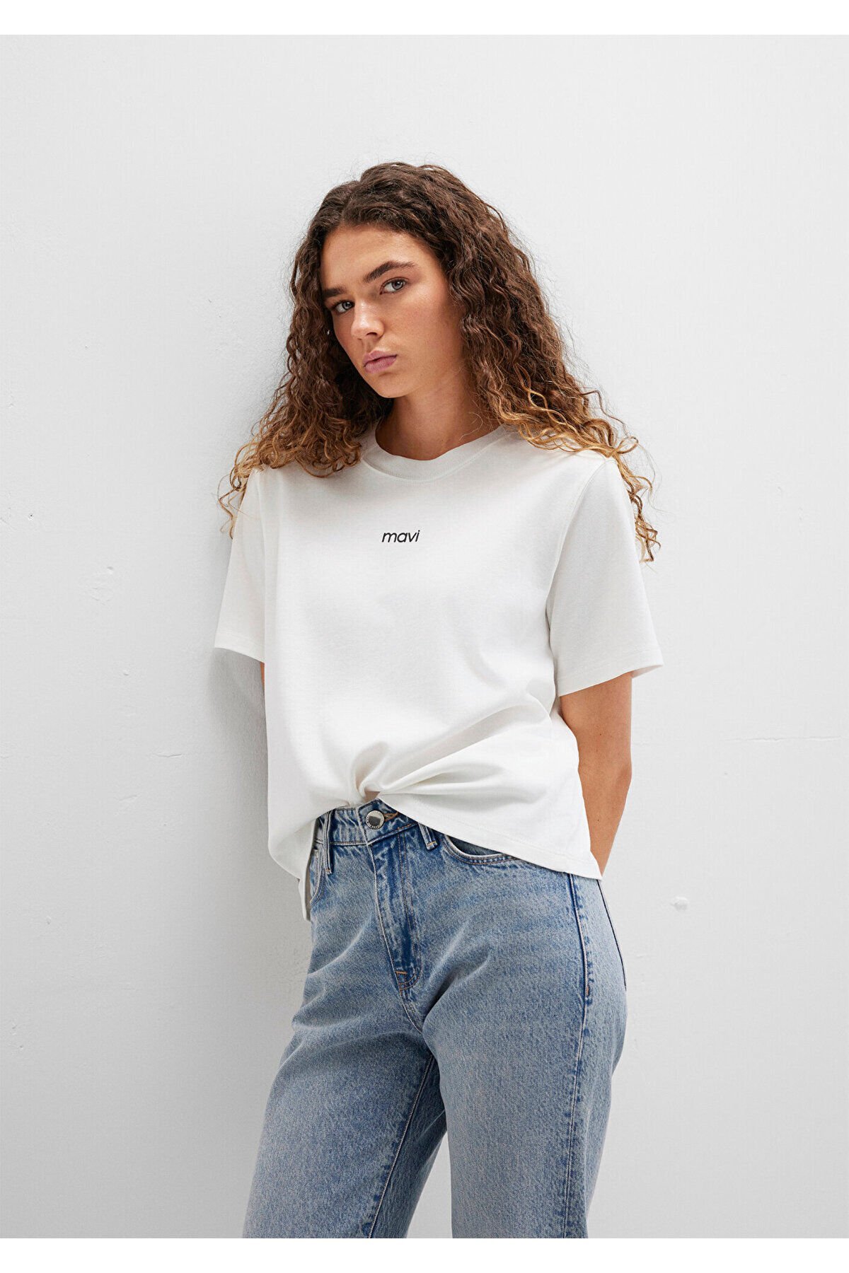 MAVİ KADIN LOGO T-SHIRT Hindistan Cevizi 1612829-80194