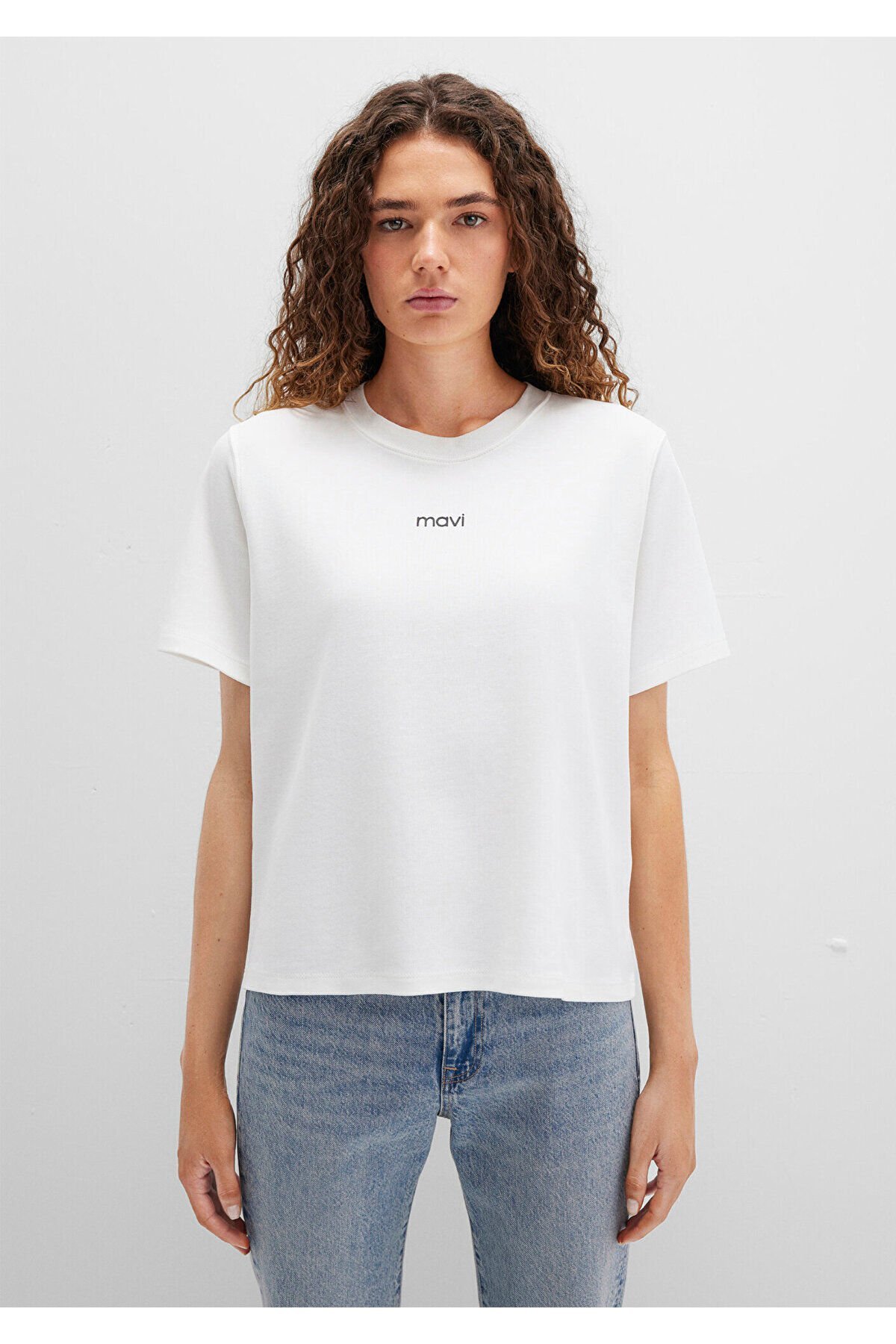 MAVİ KADIN LOGO T-SHIRT Hindistan Cevizi 1612829-80194