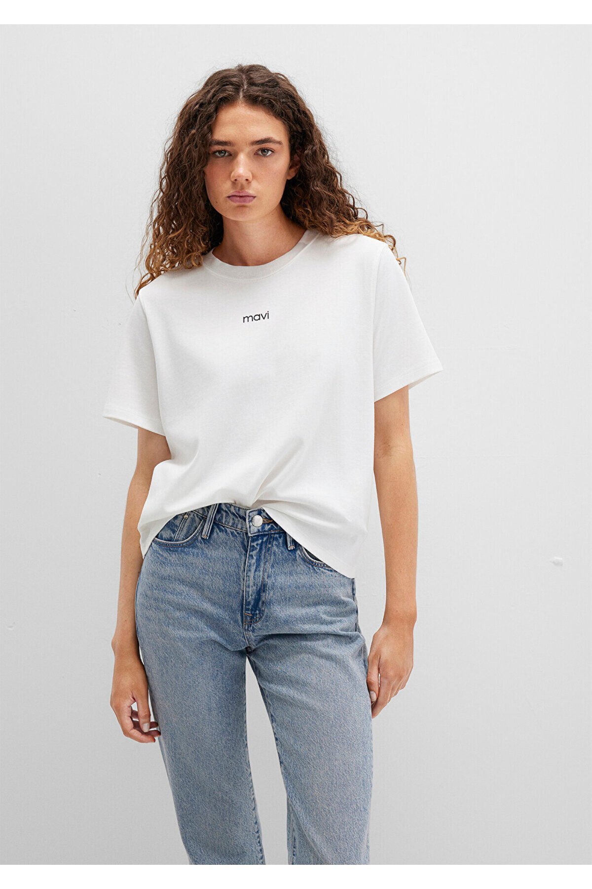 MAVİ KADIN LOGO T-SHIRT Hindistan Cevizi 1612829-80194