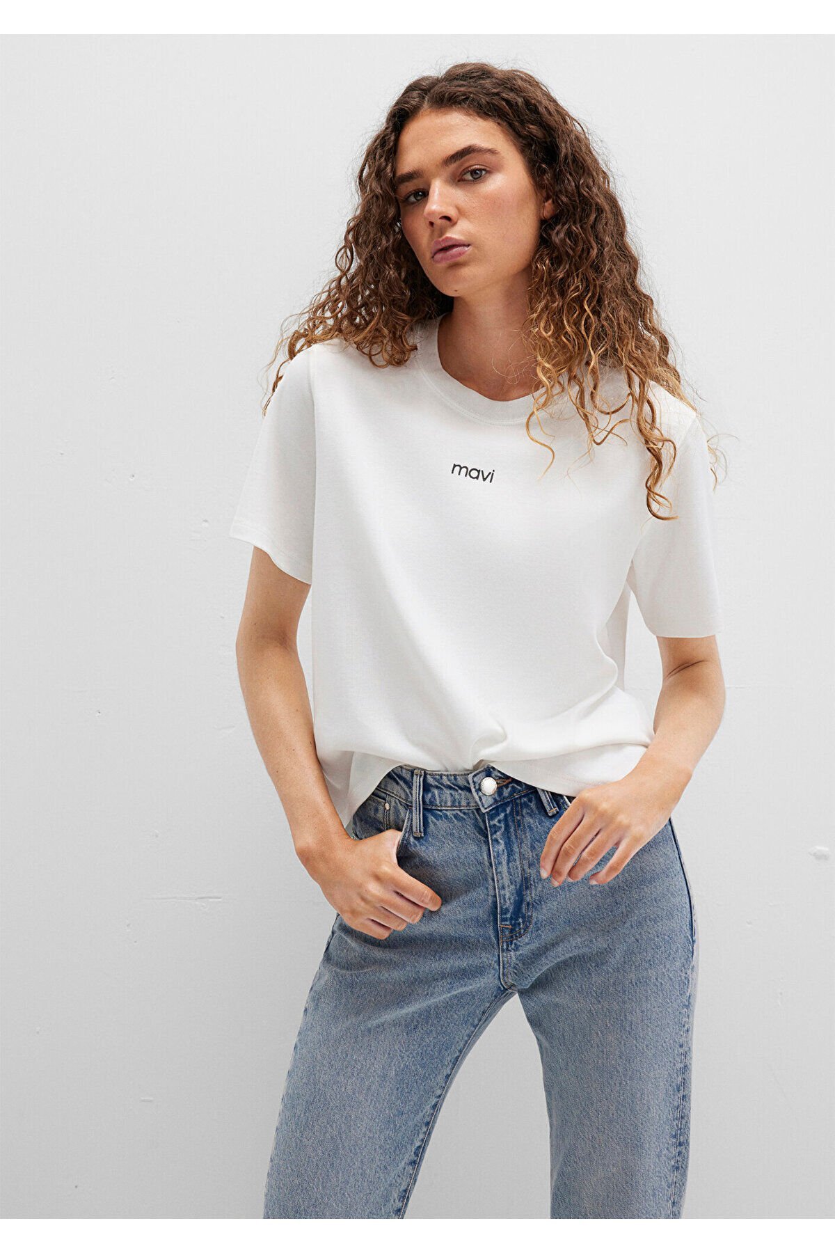 MAVİ KADIN LOGO T-SHIRT Hindistan Cevizi 1612829-80194