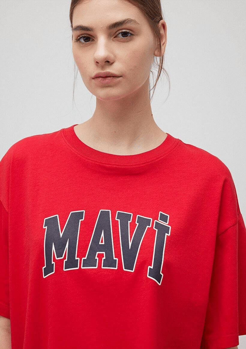 MAVİ KADIN MAVİ BASKILI TİŞÖRT Acı Kırmızı 1600843-82054