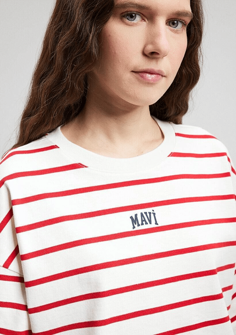 MAVİ KADIN MAVİ BASKILI TİŞÖRT Barbados Cherry Stri 1612227-86680