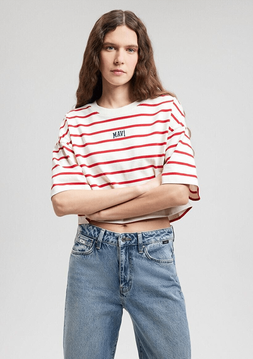 MAVİ KADIN MAVİ BASKILI TİŞÖRT Barbados Cherry Stri 1612227-86680