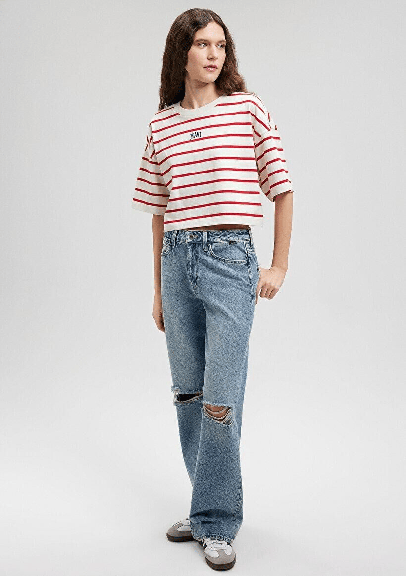 MAVİ KADIN MAVİ BASKILI TİŞÖRT Barbados Cherry Stri 1612227-86680