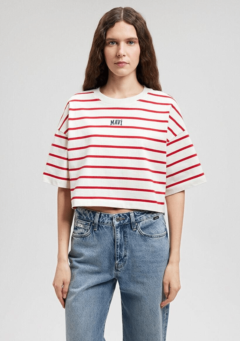 MAVİ KADIN MAVİ BASKILI TİŞÖRT Barbados Cherry Stri 1612227-86680