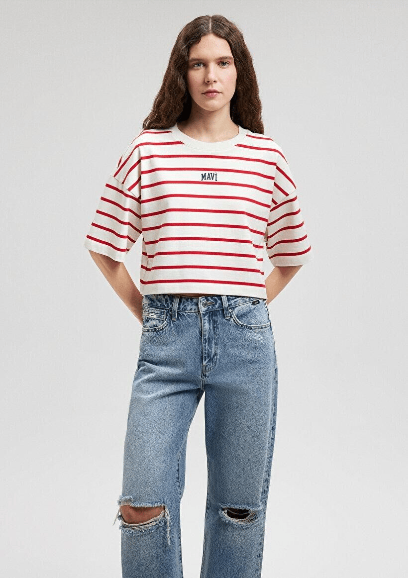 MAVİ KADIN MAVİ BASKILI TİŞÖRT Barbados Cherry Stri 1612227-86680