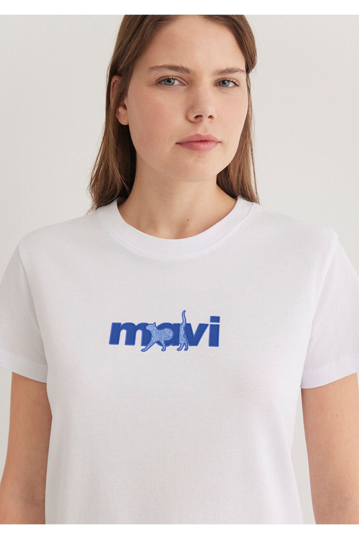 MAVİ KADIN MAVİ BASKILI TİŞÖRT Beyaz 1613287-620