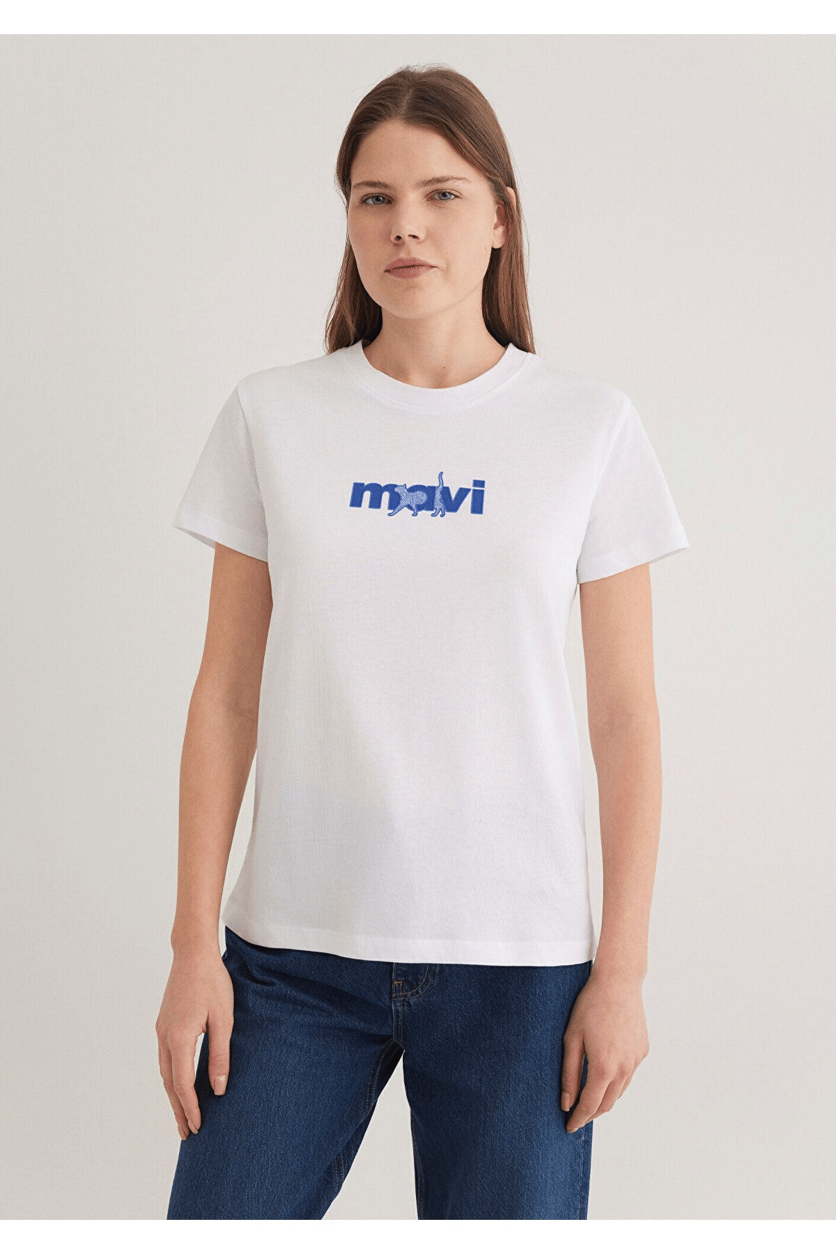MAVİ KADIN MAVİ BASKILI TİŞÖRT Beyaz 1613287-620