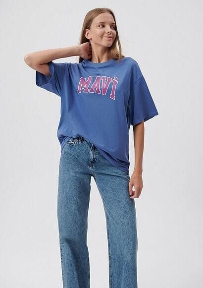 MAVİ KADIN MAVİ BASKILI TİŞÖRT Bleached Denim 1600843-70662