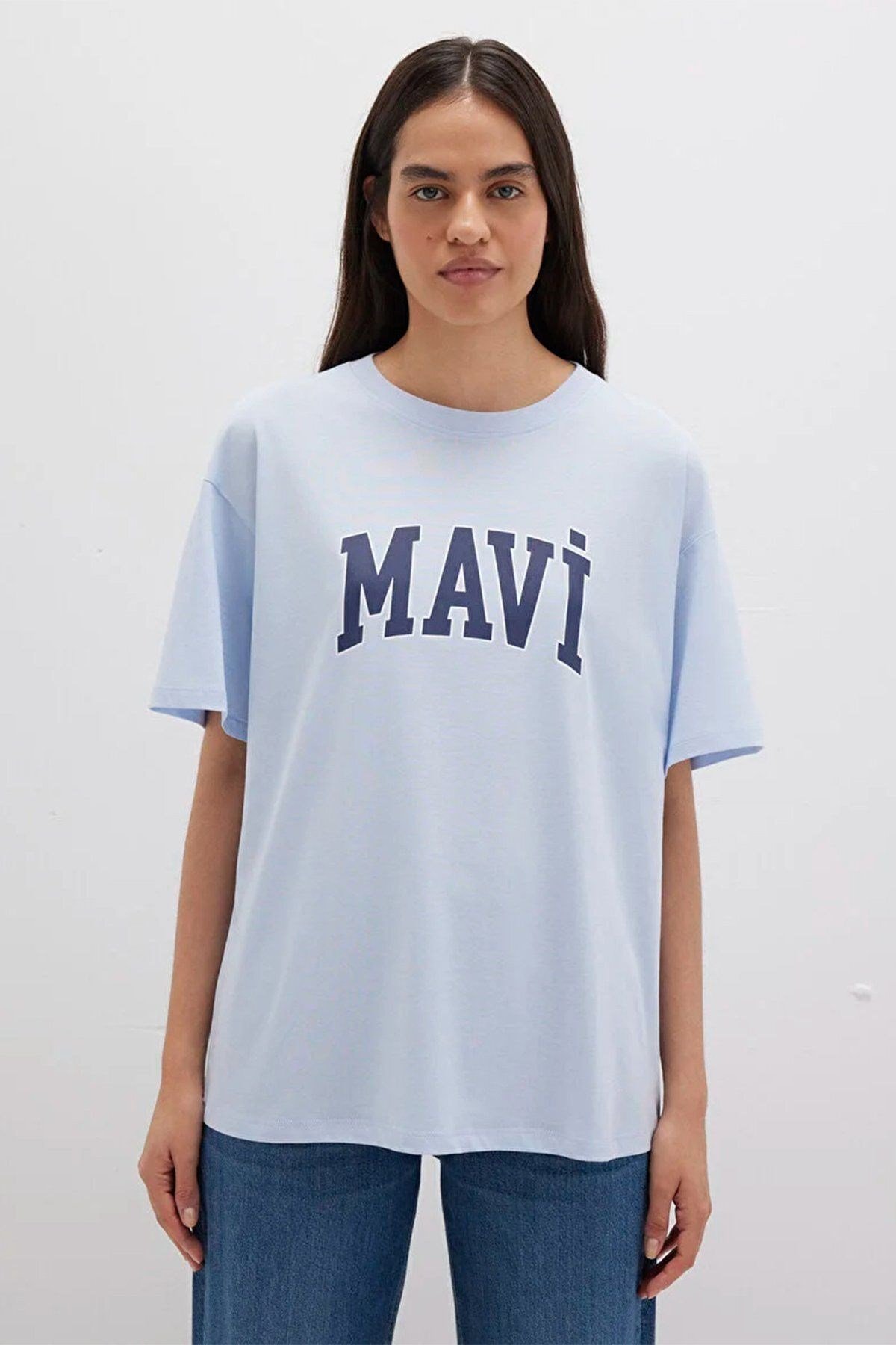 MAVİ KADIN MAVİ BASKILI TİŞÖRT Uçuk Mavi 1600843-70717