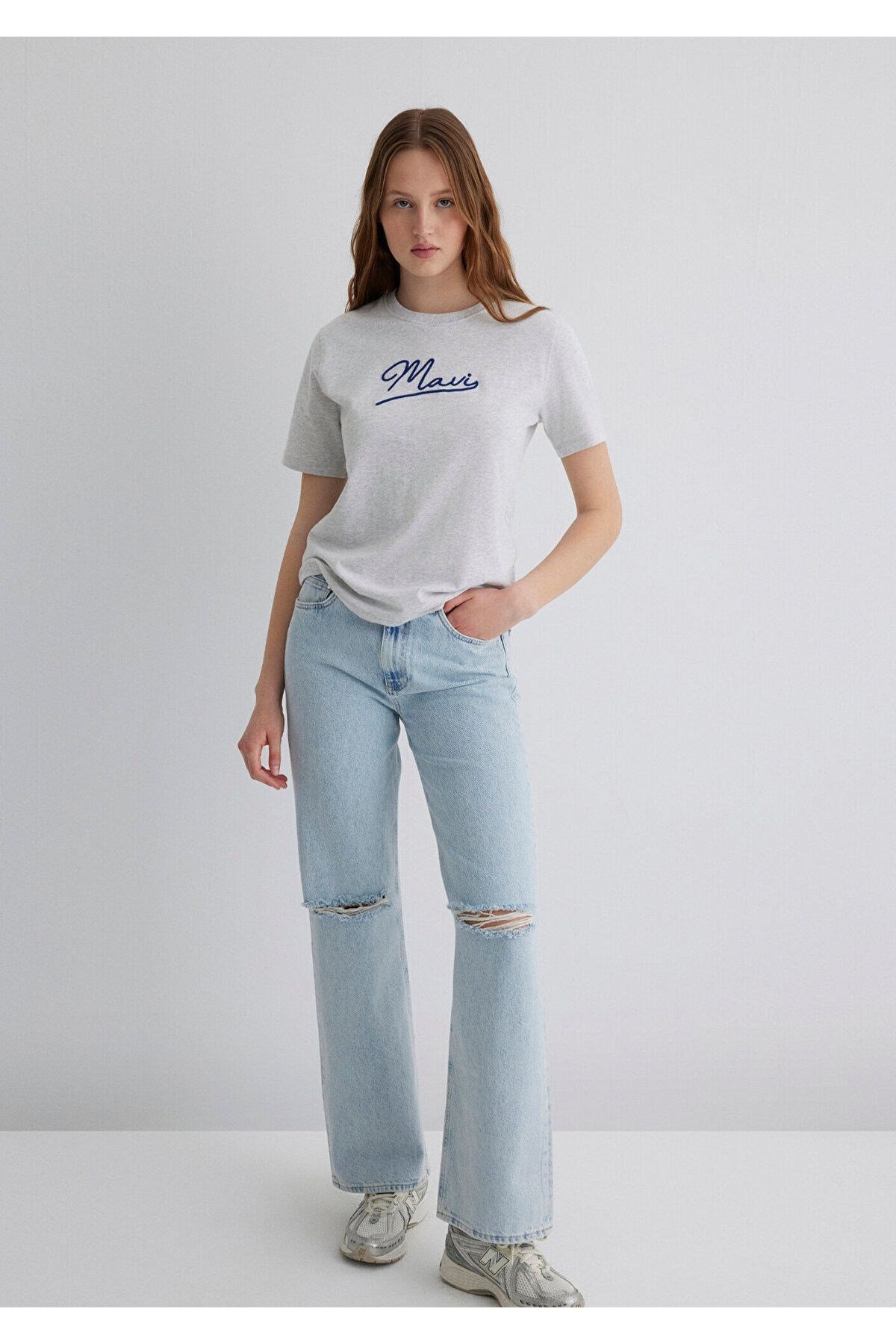 MAVİ KADIN MAVI JEANS BASKILI TİŞÖRT Light Grey Mel 1612421-87033