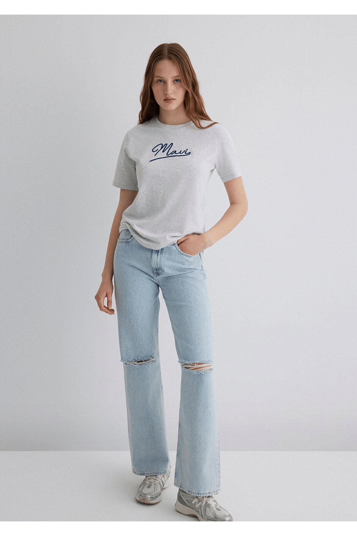 MAVİ KADIN MAVI JEANS BASKILI TİŞÖRT Light Grey Mel 1612421-87033