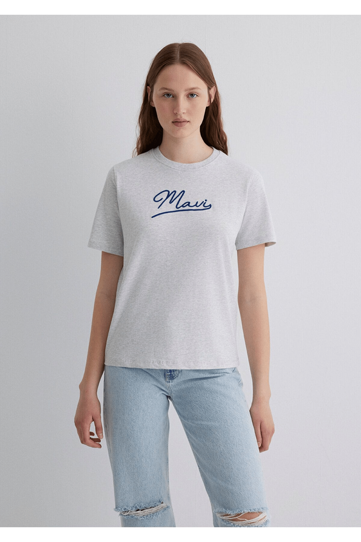 MAVİ KADIN MAVI JEANS BASKILI TİŞÖRT Light Grey Mel 1612421-87033