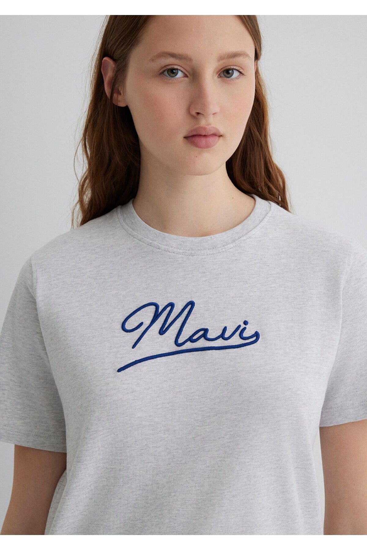 MAVİ KADIN MAVI JEANS BASKILI TİŞÖRT Light Grey Mel 1612421-87033