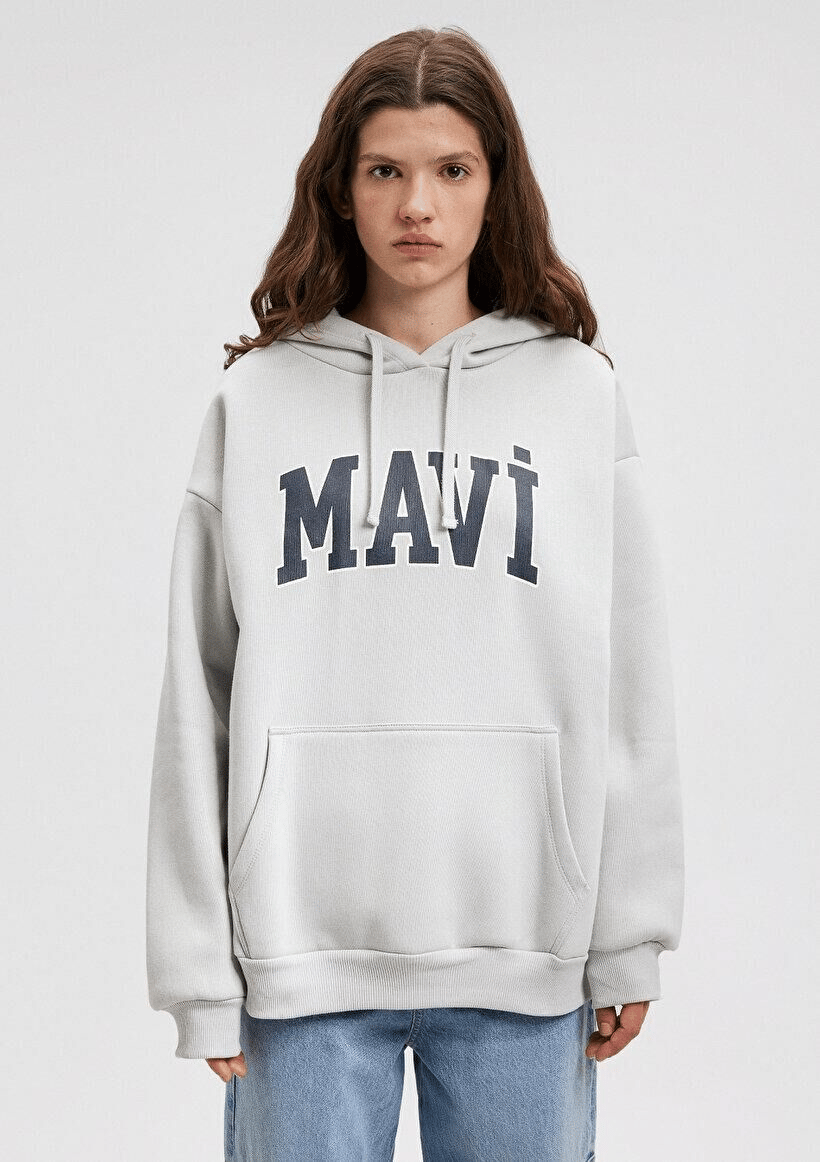 MAVİ KADIN MAVİ LOGO KAPÜŞONLU SWEATSHIRT Açık Gri 1600361-34322