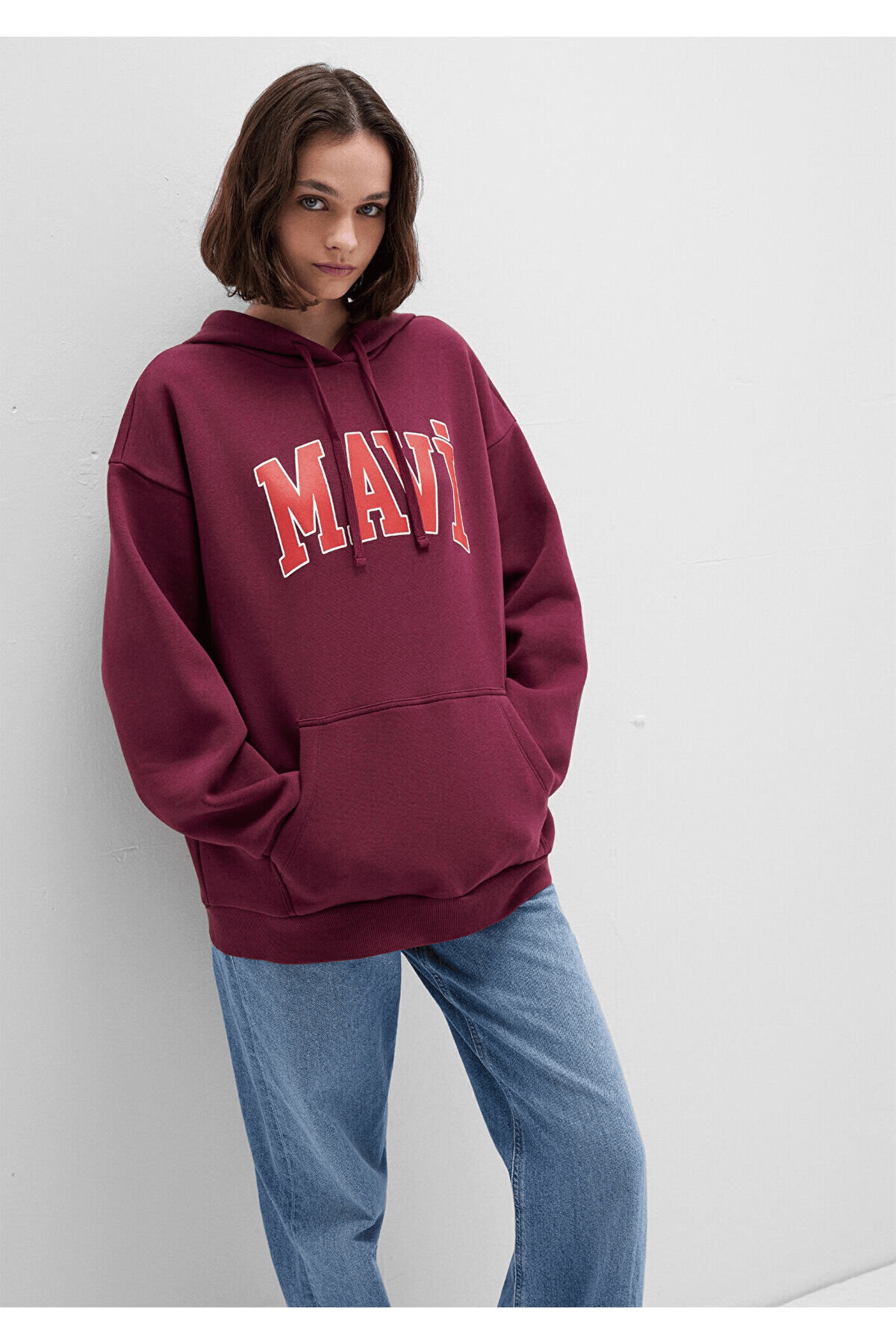 MAVİ KADIN MAVİ LOGO KAPÜŞONLU SWEATSHIRT Maroon Ba 1600361-90705