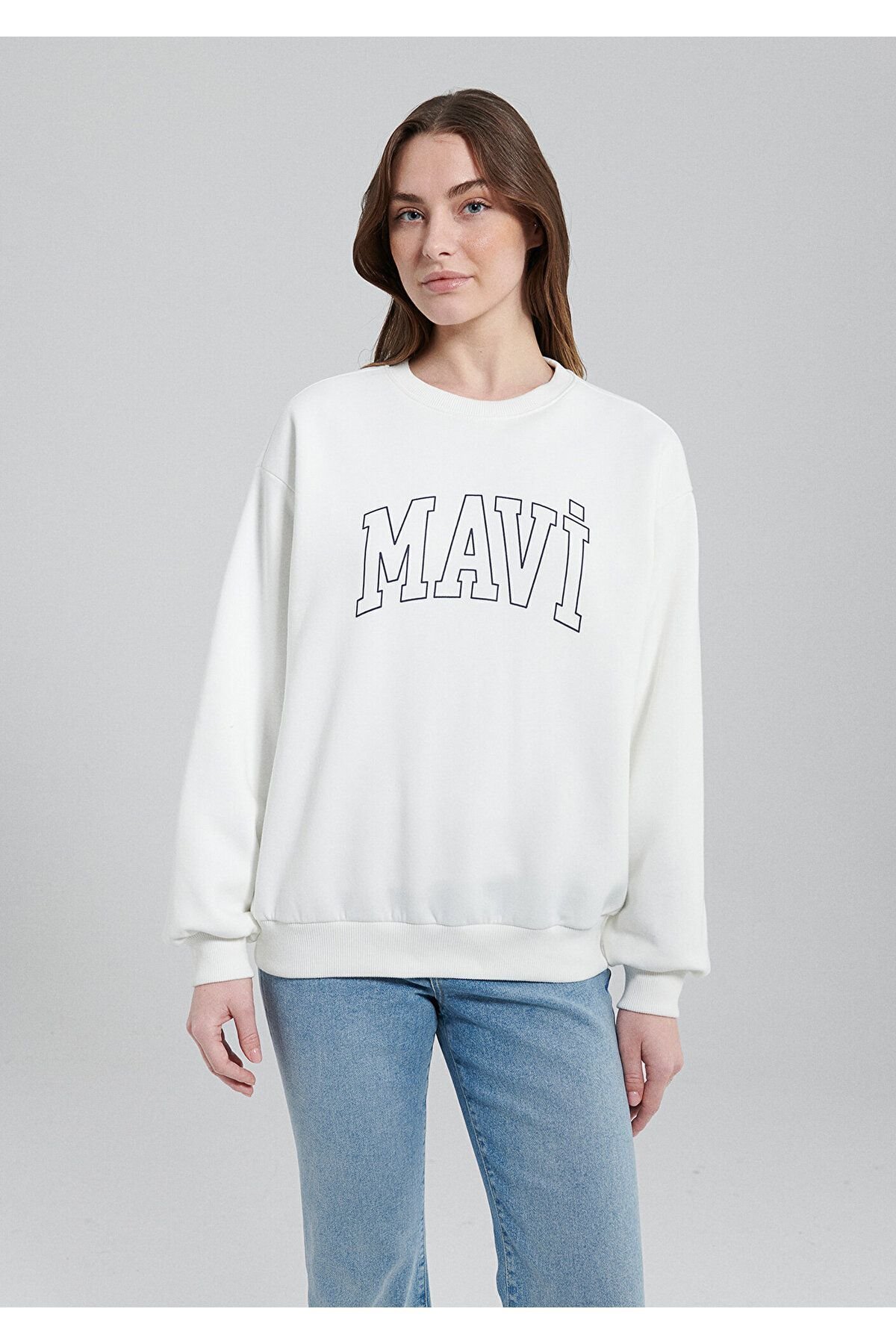 MAVİ KADIN MAVI LOGO SWEATSHIRT Kırık Beyaz 1611192-70057