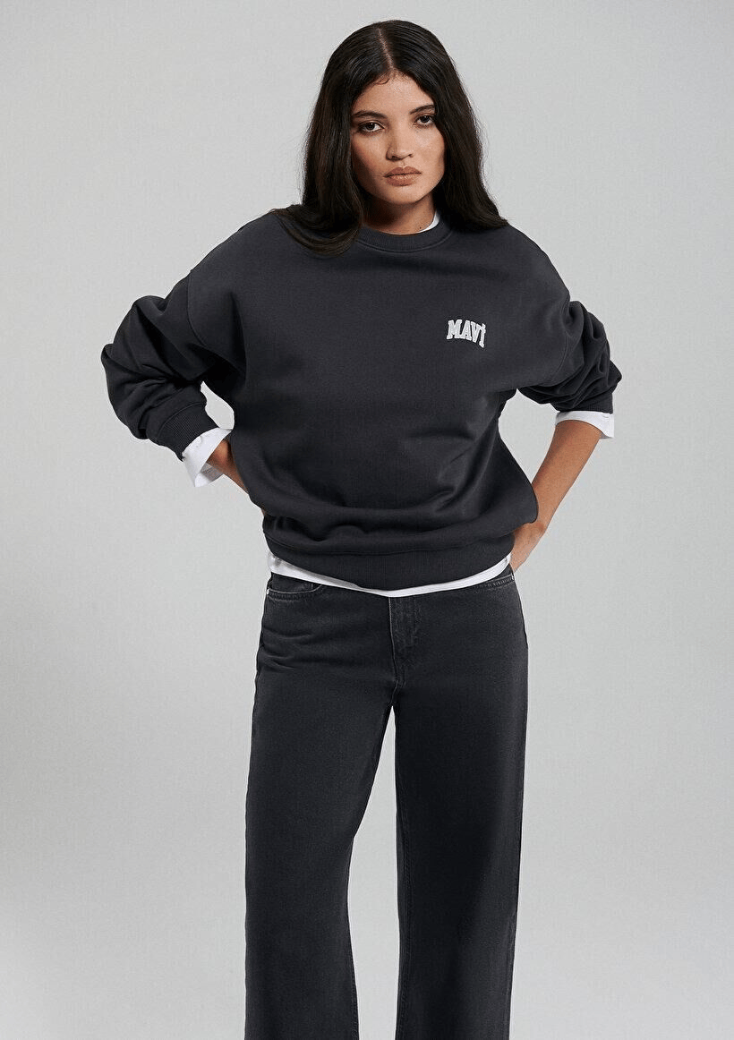 MAVİ KADIN MAVİ LOGO SWEATSHIRT Koyu Antrasit 1611600-82185