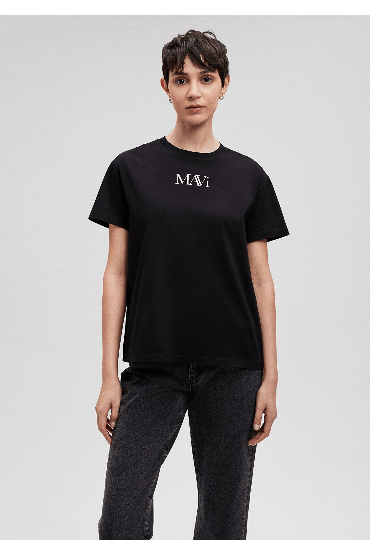 MAVİ KADIN MAVI LOGO TSHIRT Siyah 1611594-900
