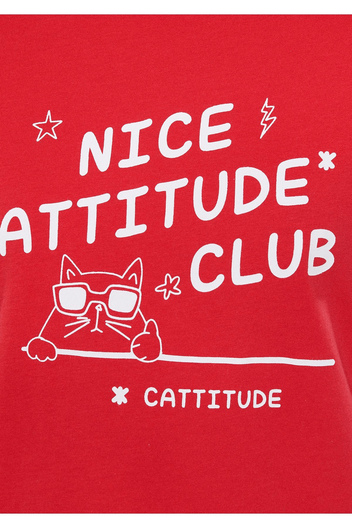 MAVİ KADIN NICE ATTITUDE BASKILI TIŞORT Kırmızı 1611256-70471