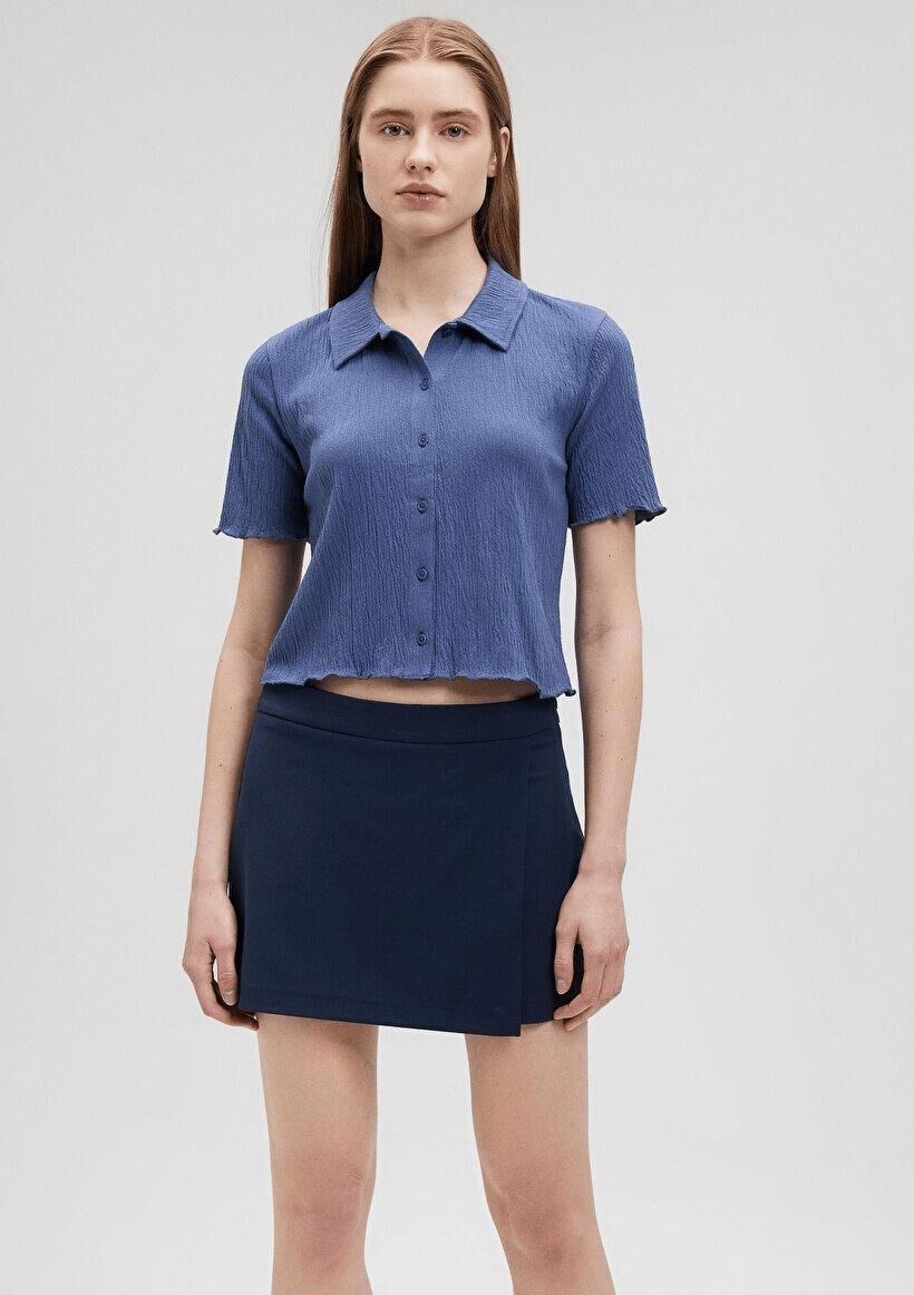 MAVİ KADIN ÖNÜ DÜĞMELİ POLO Crown Blue 1610873-86965