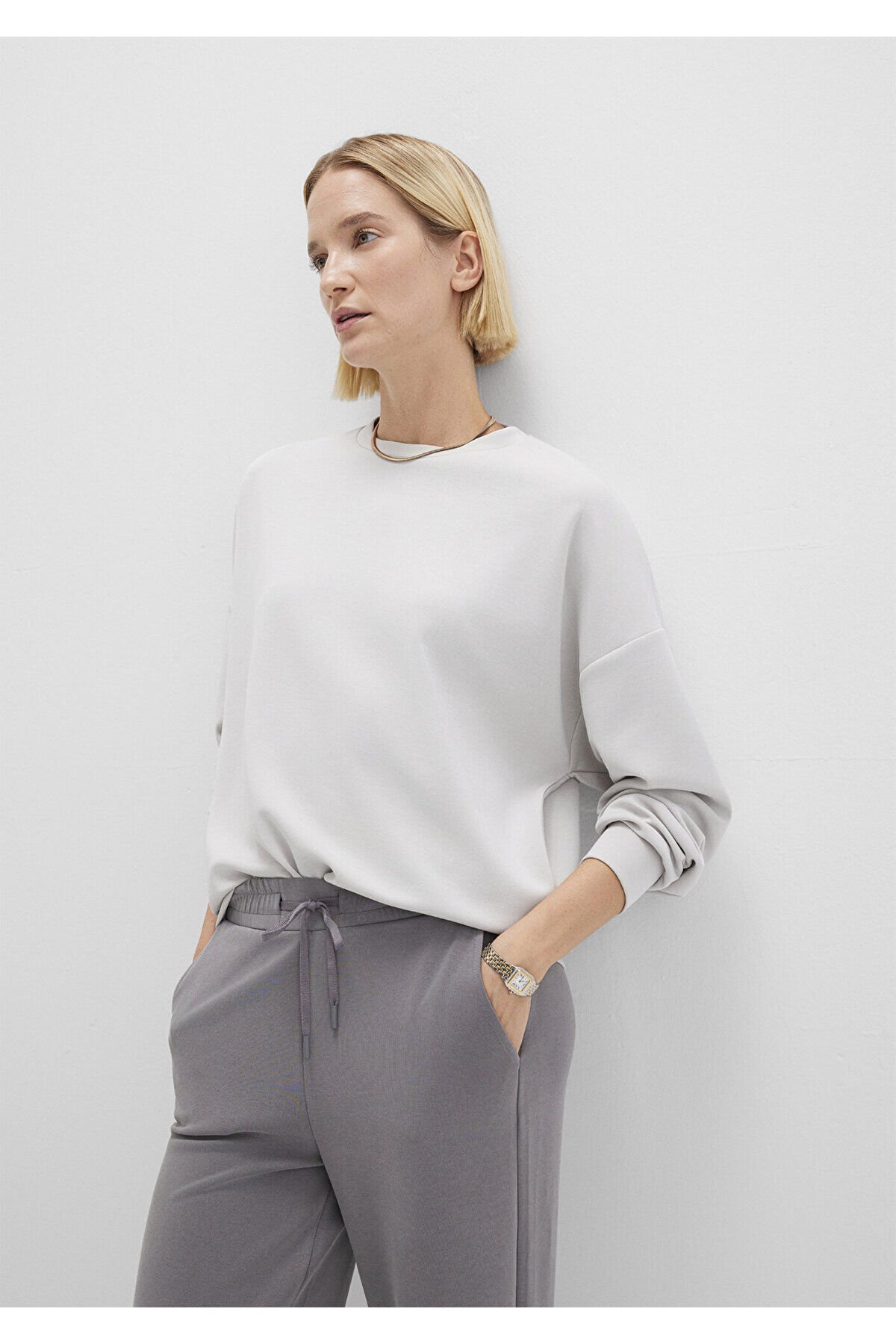 MAVİ KADIN OVERSİZE SWEATSHIRT Açık Gri 168837-70074