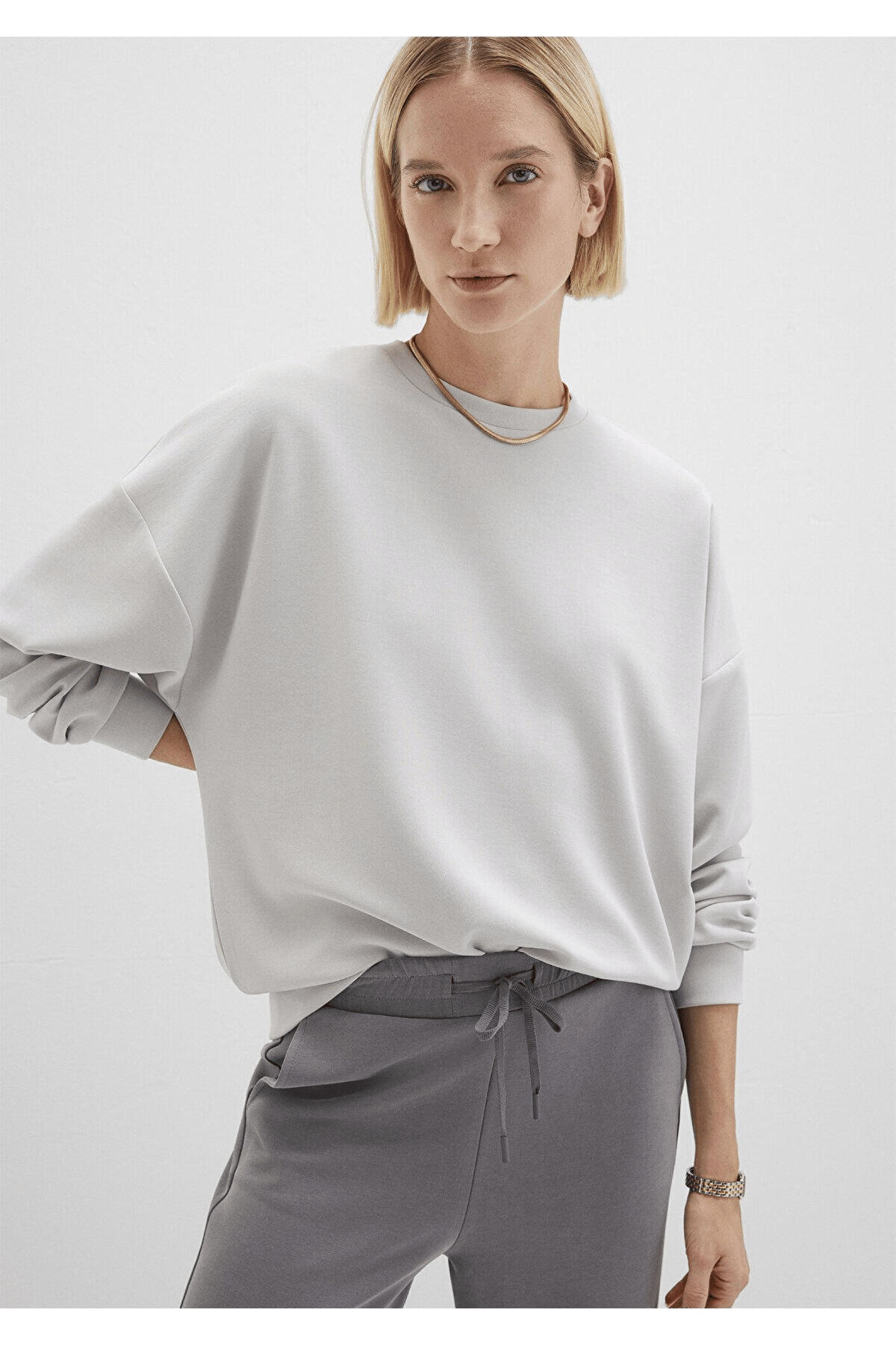 MAVİ KADIN OVERSİZE SWEATSHIRT Açık Gri 168837-70074