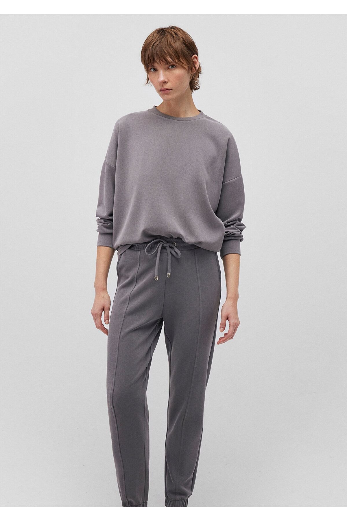 MAVİ KADIN OVERSİZE SWEATSHIRT Koyu Gri 168837-70122