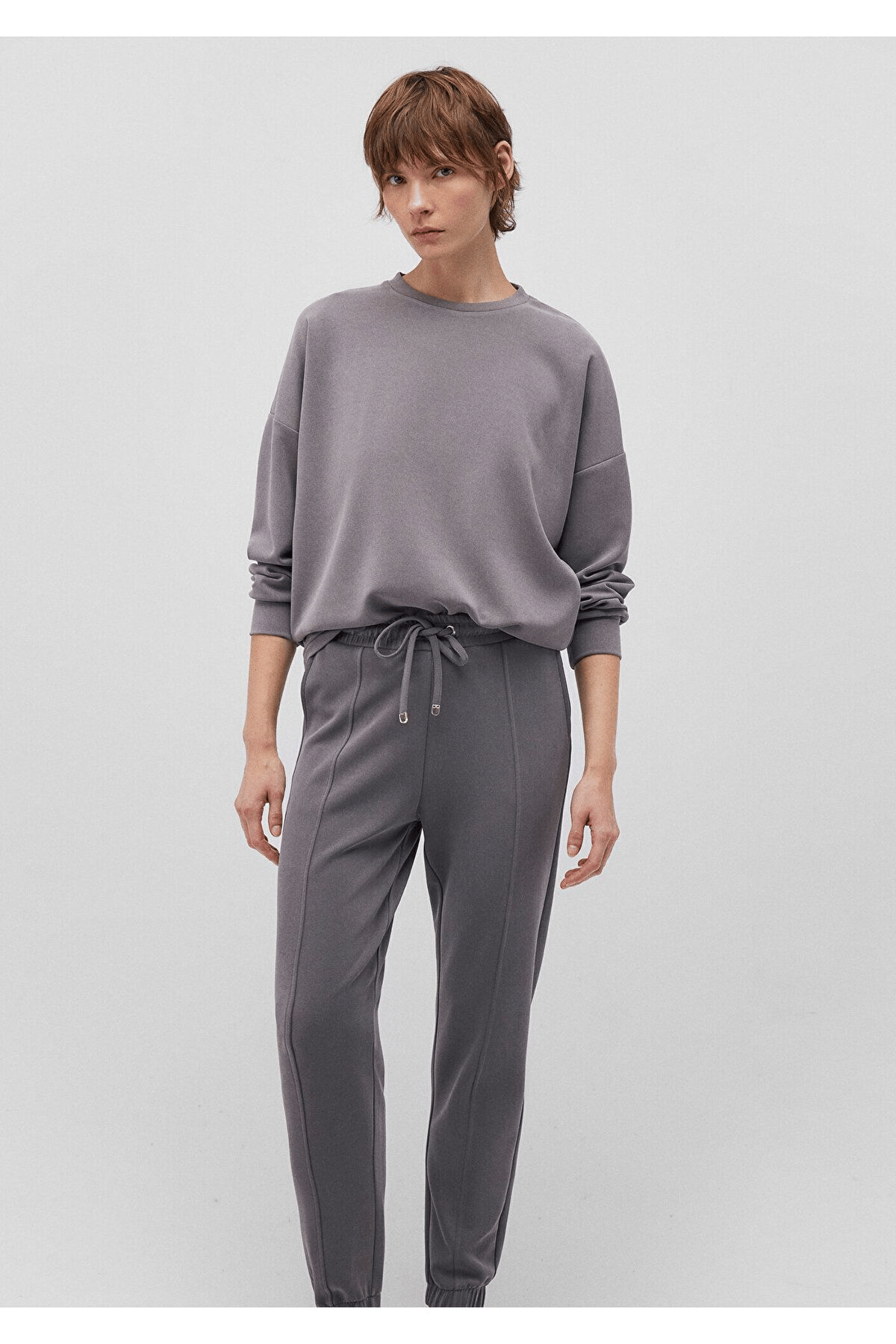 MAVİ KADIN OVERSİZE SWEATSHIRT Koyu Gri 168837-70122