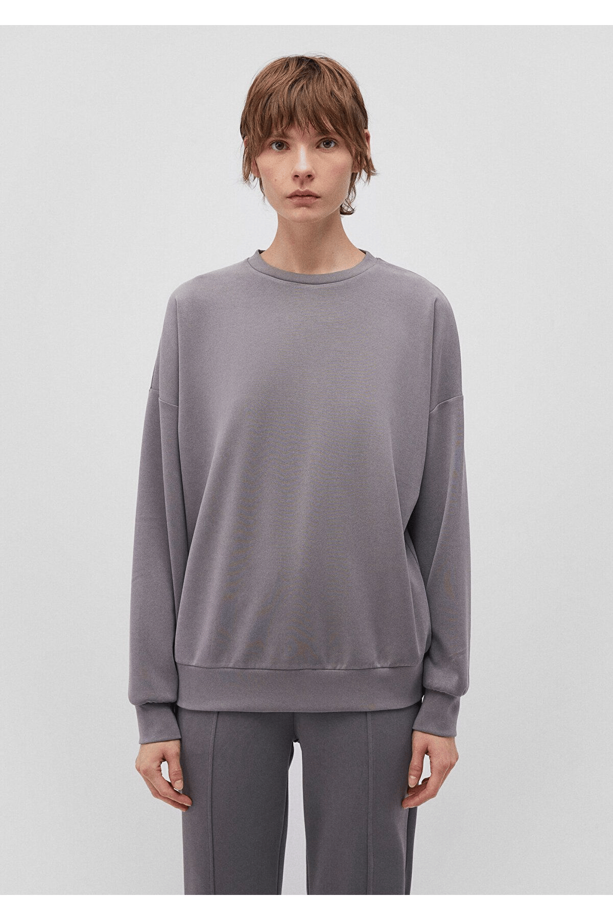 MAVİ KADIN OVERSİZE SWEATSHIRT Koyu Gri 168837-70122