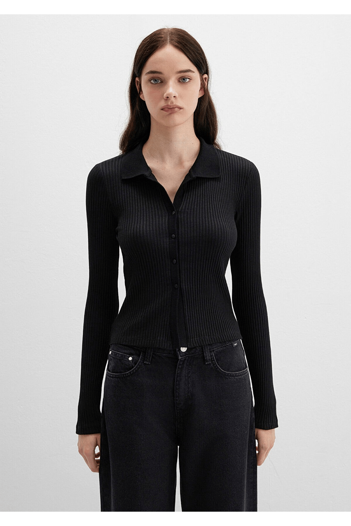 MAVİ KADIN POLO YAKA MODELLI PENYE Siyah 1613594-900
