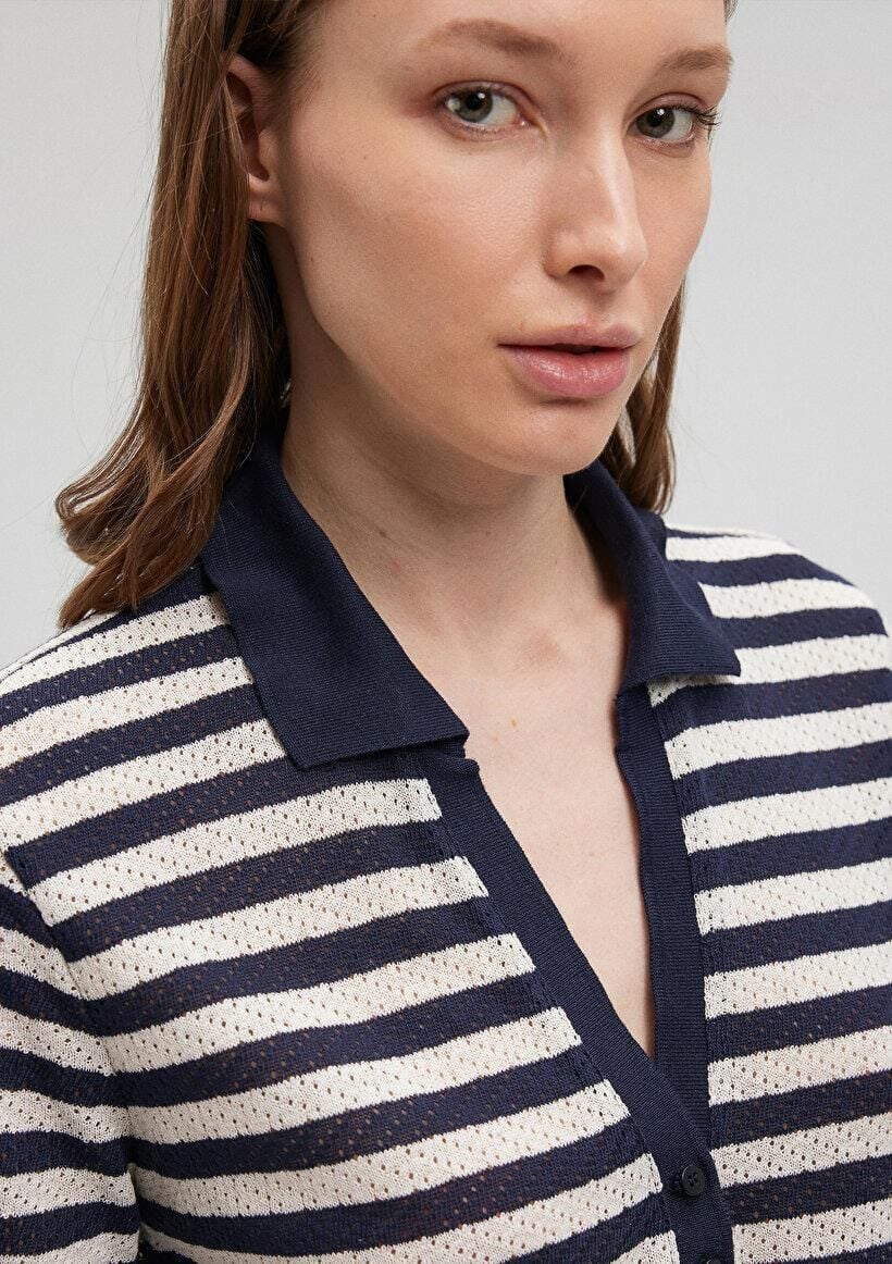 MAVİ KADIN POLO YAKA PENYE Navy Blazer Stripe 1612300-86625