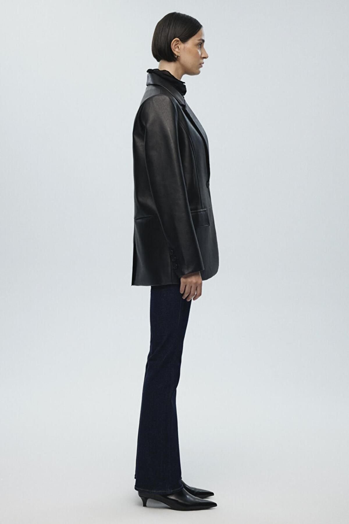 MAVİ KADIN PU BLAZER CEKET Siyah 1110494-900