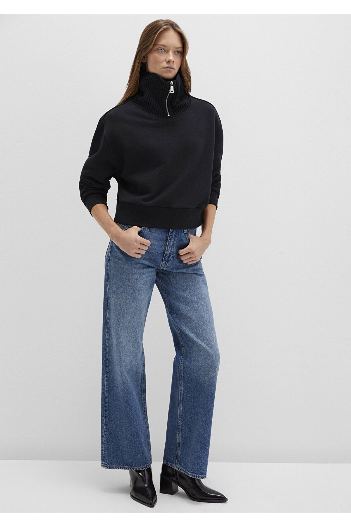 MAVİ KADIN YARIM FERMUARLI SWEATSHIRT Siyah 1S10434-900