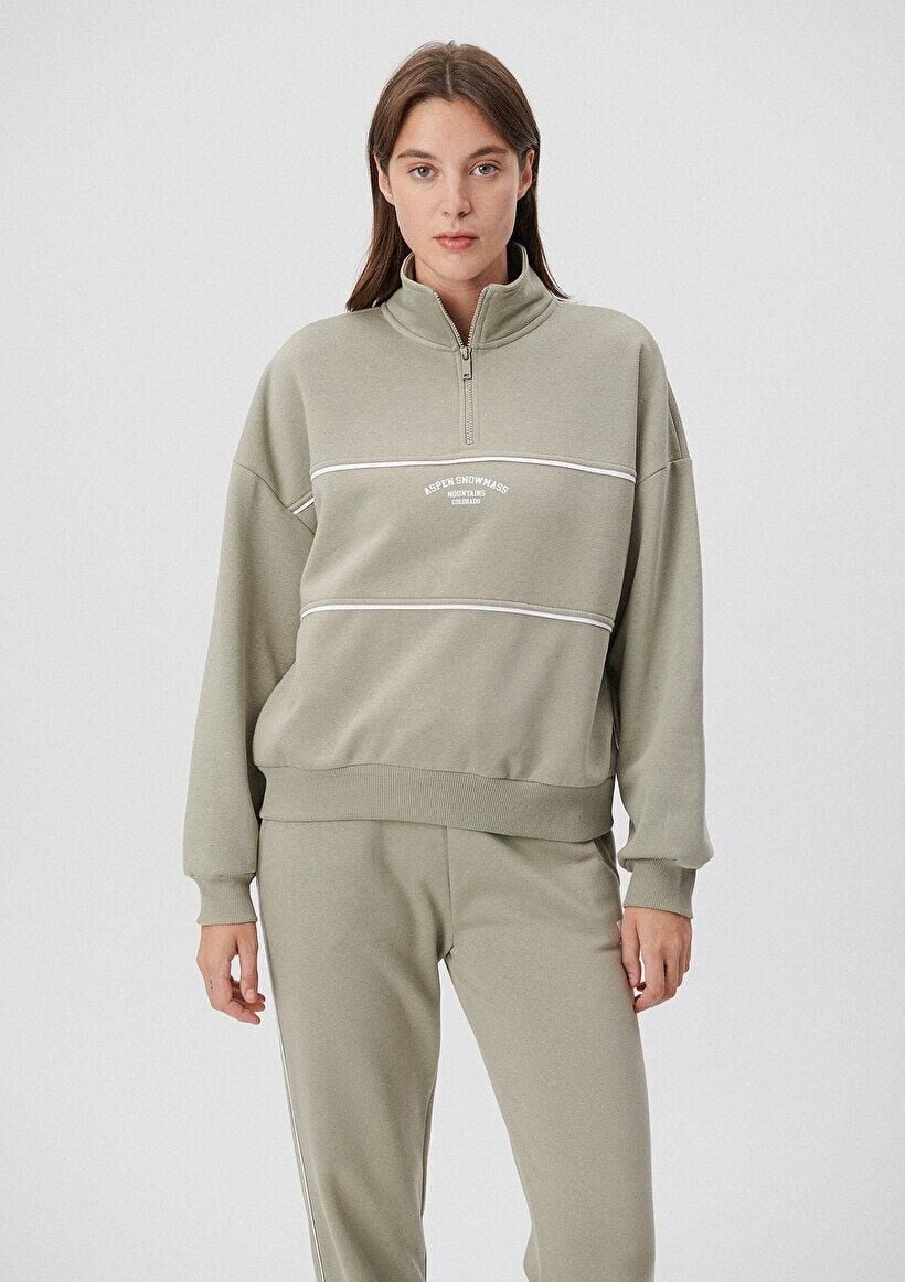 MAVİ KADIN YARIM FERMUARLI SWEATSHIRT Desert Sage 1S10007-85873