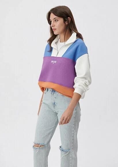MAVİ KADIN YARIM FERMUARLI SWEATSHIRT Antique White 1S10011-85908