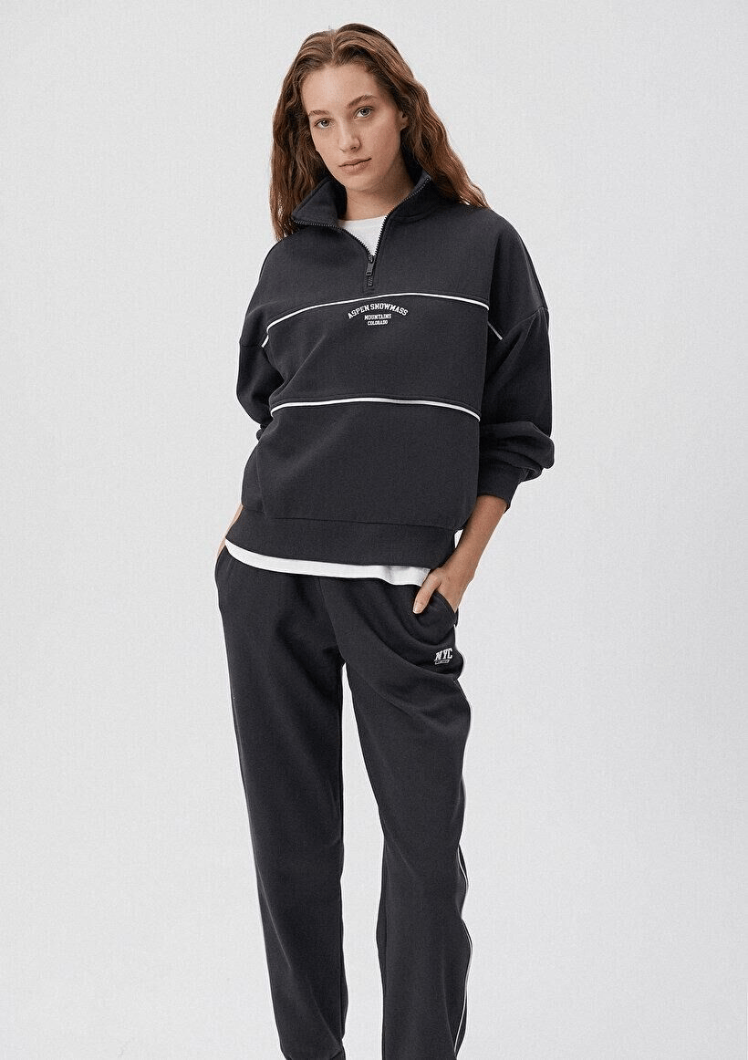 MAVİ KADIN YARIM FERMUARLI SWEATSHIRT Kömür 1S10007-70087