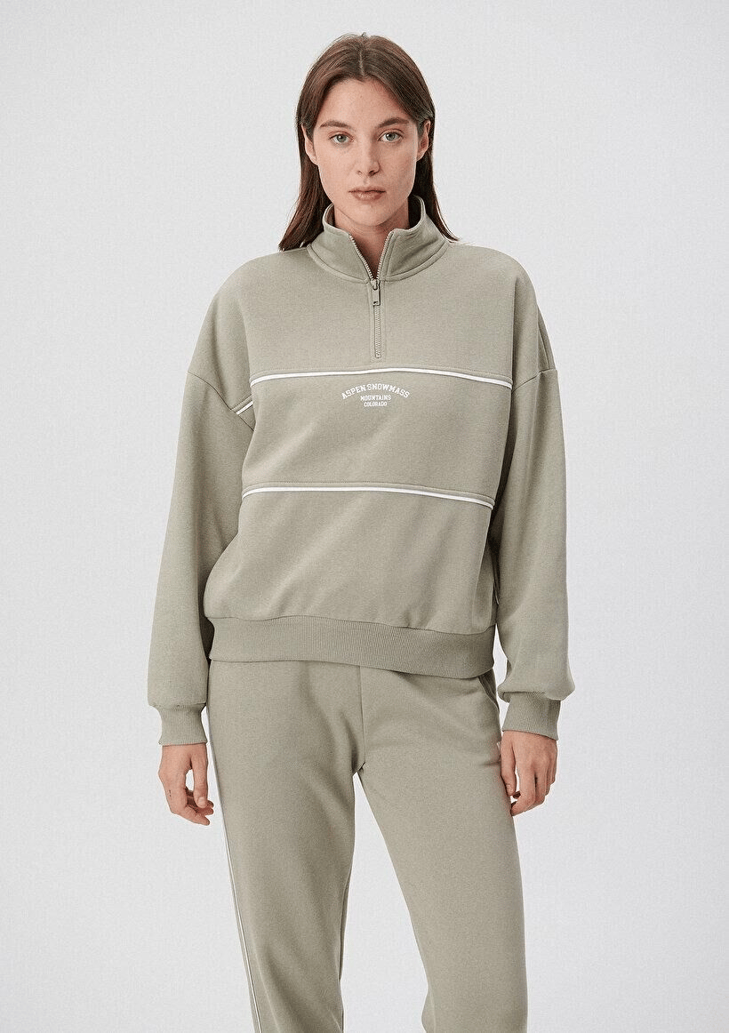 MAVİ KADIN YARIM FERMUARLI SWEATSHIRT Desert Sage 1S10007-85873