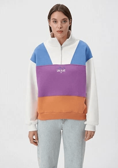 MAVİ KADIN YARIM FERMUARLI SWEATSHIRT Antique White 1S10011-85908