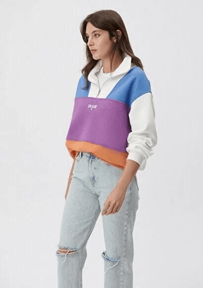 MAVİ KADIN YARIM FERMUARLI SWEATSHIRT Antique White 1S10011-85908