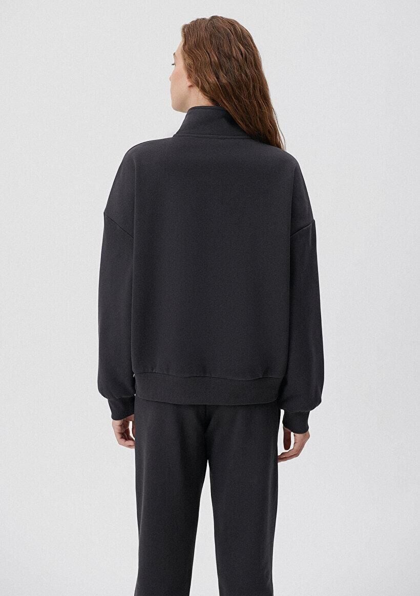 MAVİ KADIN YARIM FERMUARLI SWEATSHIRT Kömür 1S10007-70087