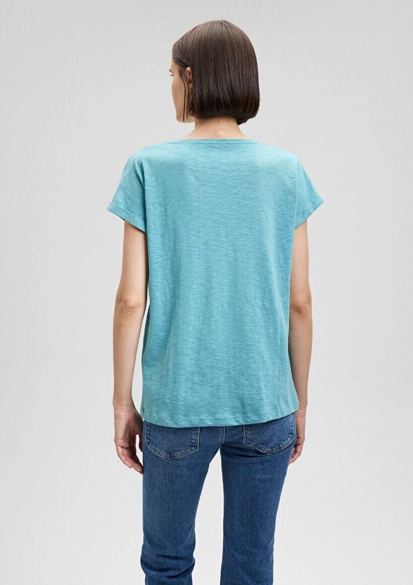 MAVİ KADIN YUVARLAK YAKA BASIC TİŞÖRT Dusty Turquoi 165846-71778