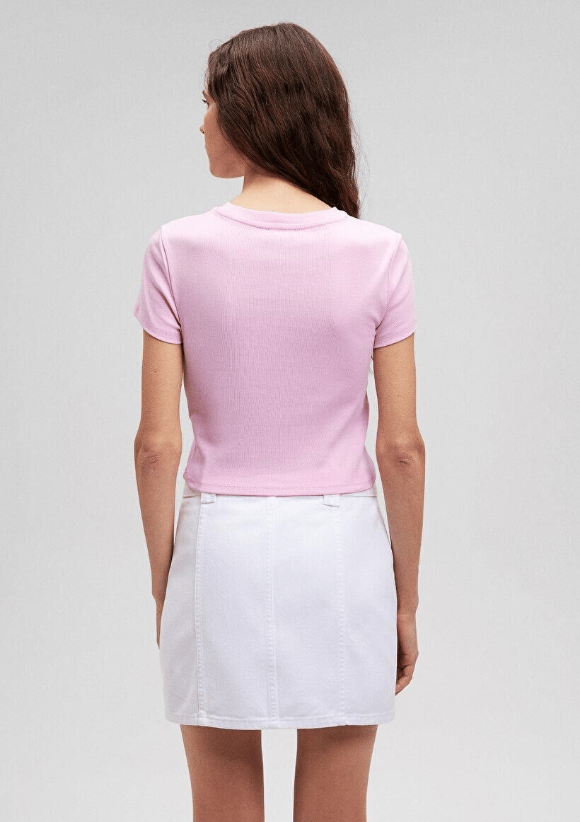 MAVİ KADIN YUVARLAK YAKA BASIC TİŞÖRT Lilac Sachet 1600814-71117