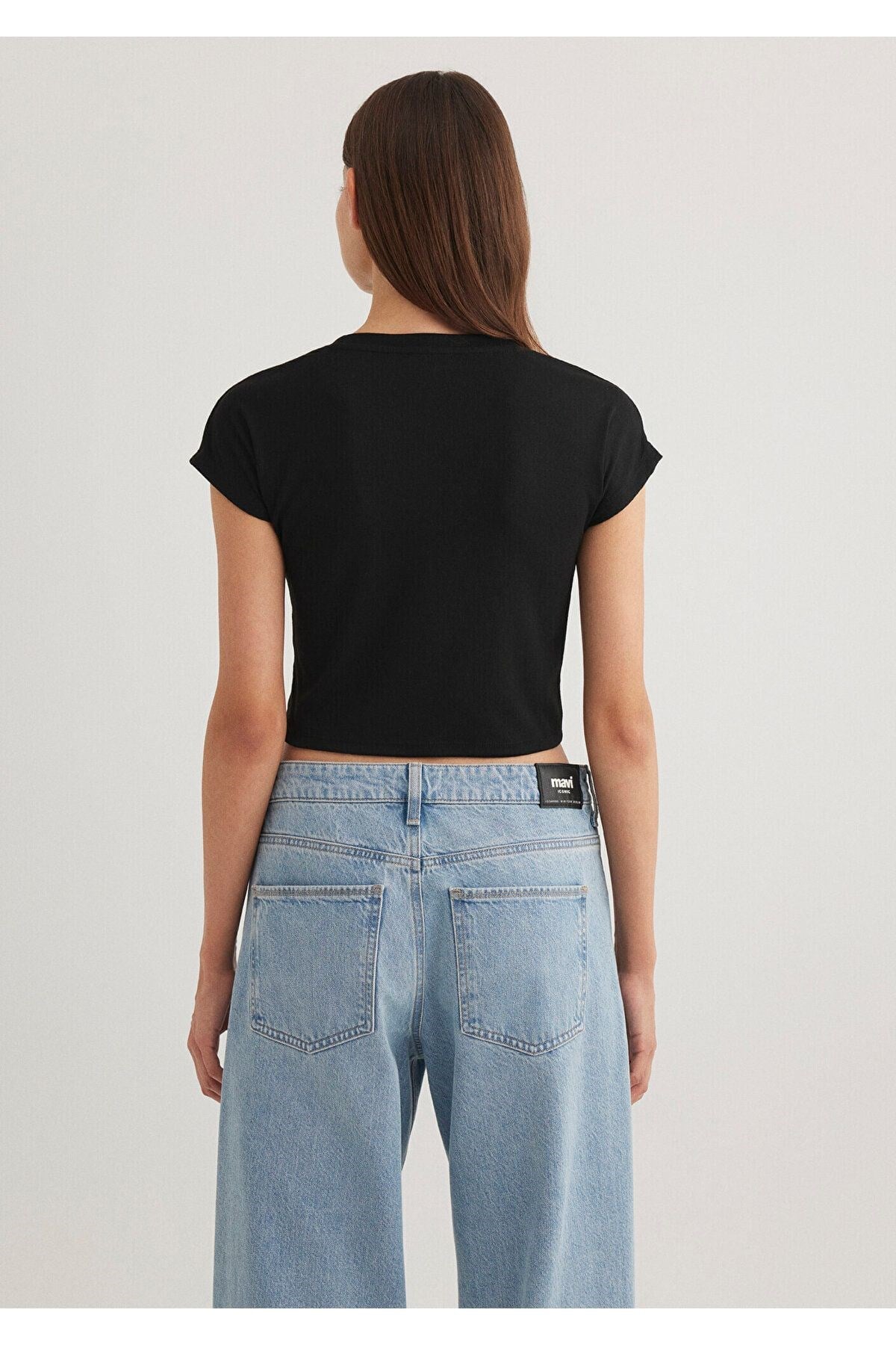 MAVİ KADIN YUVARLAK YAKA ÇİZGİLİ PENYE Black 168382-25745