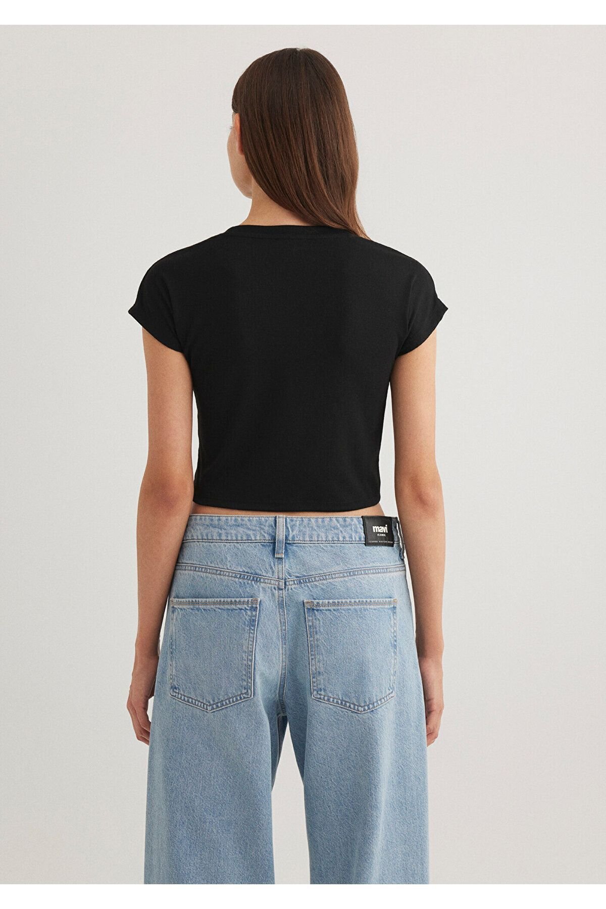 MAVİ KADIN YUVARLAK YAKA ÇİZGİLİ PENYE Black 168382-25745