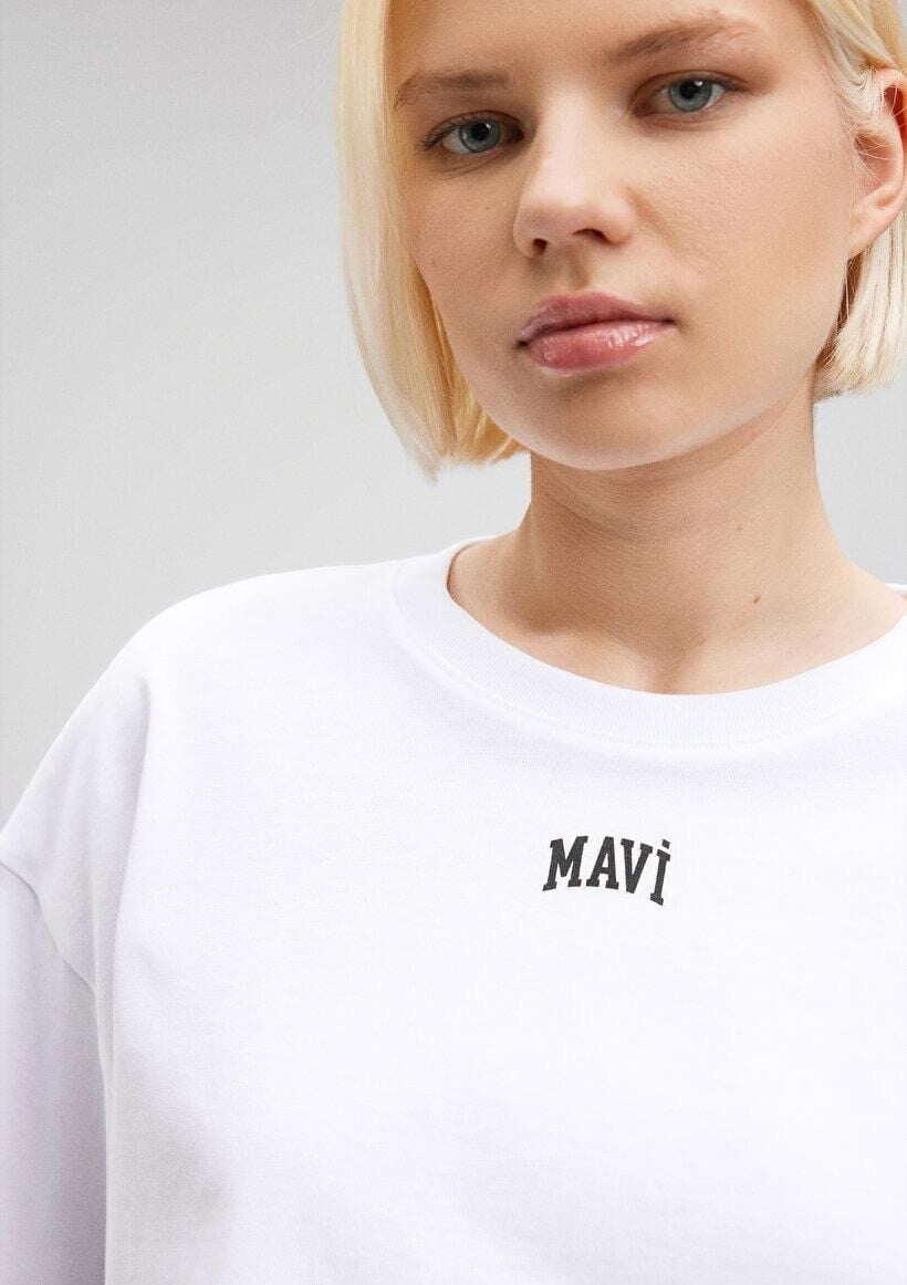 MAVİ KADIN YUVARLAK YAKA KISA KOLLU TİŞÖRT Beyaz 1611585-620